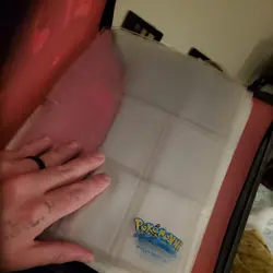 Vintage 1998 Pokemon 3-Ring Card Binder w/ Zipper Handle Pink Red Translucent - Image 3