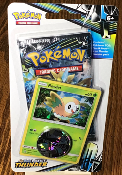 Pokemon Lost Thunder Blister Pack Rowlet Card With (Lugia) Coin - Image 1