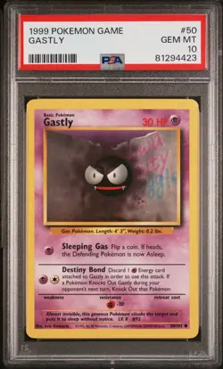 1999 POKEMON GAME #50 GASTLY PSA 10 - Image 1