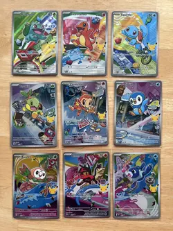 Pokemon - First Partners Illustration Collection Series 1 FULL SET (9 Cards) NM - Image 1