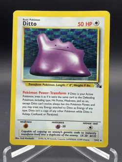 DITTO 1999 Fossil Pokemon Holo-Rare Unlimited Card #3/62 - Image 1