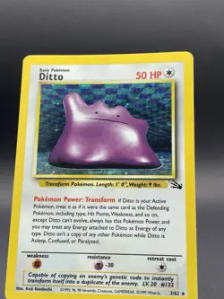 DITTO 1999 Fossil Pokemon Holo-Rare Unlimited Card #3/62 - Image 3