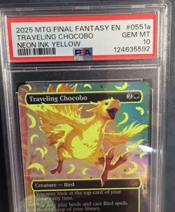 Travelling Chocobo mtg Final Fantasy Neon Ink Yellow PSA 10 Magic The Gathering - Image 3