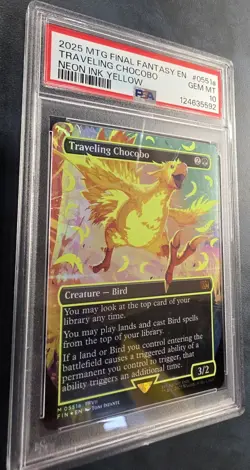 Travelling Chocobo mtg Final Fantasy Neon Ink Yellow PSA 10 Magic The Gathering - Image 5