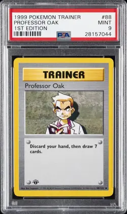 1999 POKEMON BASE SET 1ST EDITION #88 PROFESSOR OAK PSA 9 - Image 1