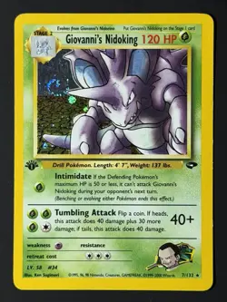 Pokemon Giovanni's Nidoking 1st Edition 🌌HORN SWIRL🌌 7/132 LP- HOLO - Image 2