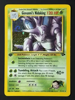 Pokemon Giovanni's Nidoking 1st Edition 🌌HORN SWIRL🌌 7/132 LP- HOLO - Image 3