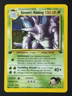 Pokemon Giovanni's Nidoking 1st Edition 🌌HORN SWIRL🌌 7/132 LP- HOLO - Image 4