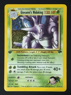 Pokemon Giovanni's Nidoking 1st Edition 🌌HORN SWIRL🌌 7/132 LP- HOLO - Image 5