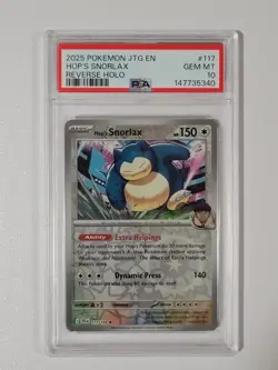2025 POKEMON JTG EN-JOURNEY TOGETHER #117 HOP'S SNORLAX REVERSE HOLO PSA 10 - Image 1