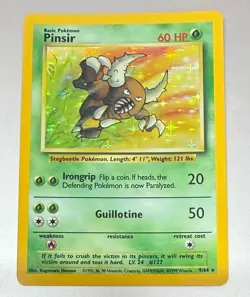 POKEMON TCG PINSIR HOLO 9/64 JUNGLE NO SET SYMBOL ERROR ULTRA RARE MODERATE PLAY - Image 1