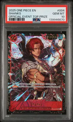 2025 ONE PIECE PROMOS OFFICIAL EVENT TOP PRIZE #004 SHANKS PSA 10 - Image 1