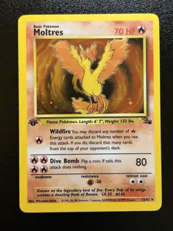 MOLTRES Pokemon Card - WOTC - 1st Edition - Fossil - 12/62 - HOLO - NM (A) - Image 1