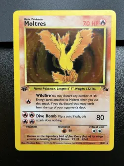 MOLTRES Pokemon Card - WOTC - 1st Edition - Fossil - 12/62 - HOLO - NM (A) - Image 2