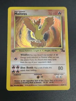 MOLTRES Pokemon Card - WOTC - 1st Edition - Fossil - 12/62 - HOLO - NM (A) - Image 4
