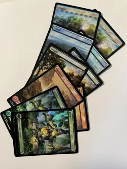 10 Final Fantasy Chocobo Track Stamped Foil Basic Lands Set Bundle MTG NM - Image 1