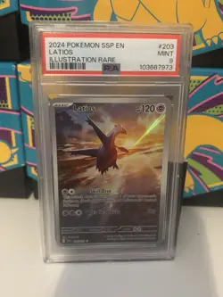 Pokemon TCG Latios Card 203/191 Surging Sparks Illustration Rare PSA 9 - Image 1