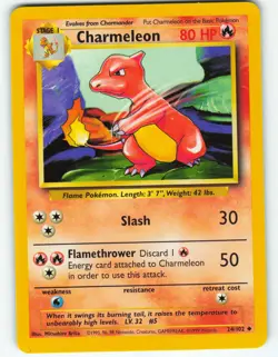 Charmeleon - 24/102 Base Set - Pokemon TCG - 1999 - Image 1