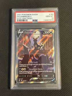 Pokemon Umbreon V Evolving Skies Full Art #189 PSA 10 Gem Mint - Image 1