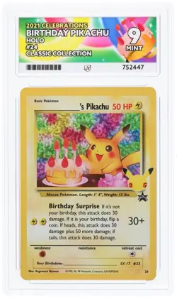 Pokemon TCG Birthday Pikachu #24 Celebrations 25th Classic Collection Ace 9 - Image 2