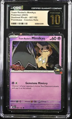 2025 POKEMON #087/182 TEAM ROCKET'S MIMIKYU PRERELEASE CGC 10 PRISTINE - Image 1