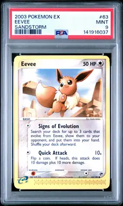 2003 POKEMON EX SANDSTORM #63 EEVEE PSA 9 - Image 1