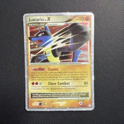 Pokemon TCG Lucario LV.X Holo Rare Card Mysterious Treasures 122/123 Dmg - Image 1