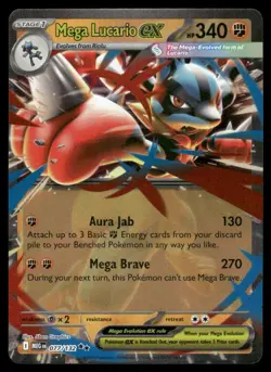Pokemon Cards Mega Lucario ex 077/132 Mega Evolution Double Rare NM *7 - Image 1