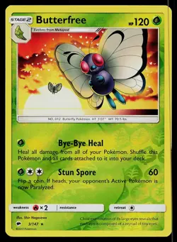 Pokemon Card Burning Shadows Butterfree 3/147 Rare Reverse Holo - Image 1