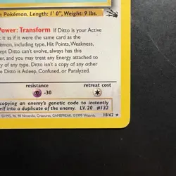 Pokemon Vintage Ditto Card Non Holo Rare 18/62 Fossil 1999 WOTC - Image 4