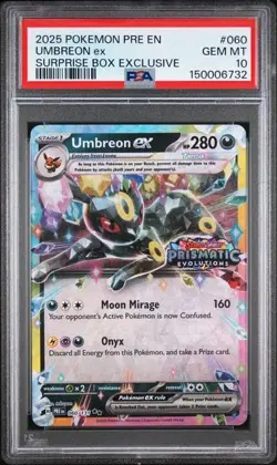 2025 Pokemon Umbreon Ex Surprise Box 060/131 Prismatic Evolutions Stamp - PSA 10 - Image 1
