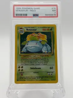 1999 POKEMON BASE SET UNLIMITED #15 VENUSAUR-HOLO PSA 7 - Image 1