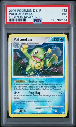 2008 POKEMON DIAMOND & PEARL LEGENDS AWAKENED #12 POLITOED-HOLO PSA 7 - Image 1