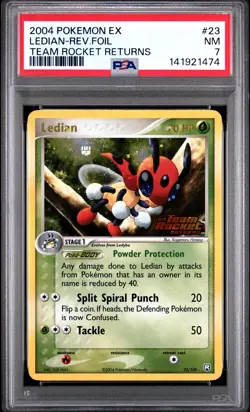 2004 POKEMON EX TEAM ROCKET RETURNS #23 LEDIAN-REVERSE FOIL PSA 7 - Image 1