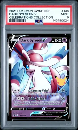 2021 POKEMON SWSH PROMO CELEBRATIONS COLLECTION #134 DARK SYLVEON V PSA 9 - Image 1