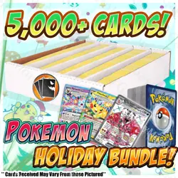 5000 Pokemon TCG Card Holiday Gift Bundle! + 5 Random EX, GX, V, Mega, Full Art - Image 1