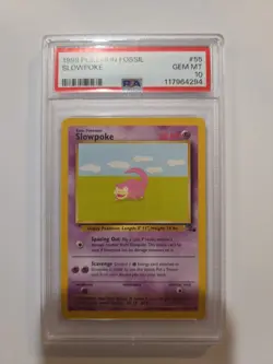 1999 Pokemon Unlimited Fossil # 55 Slowpoke PSA 10 Card GEM MINT - Image 1
