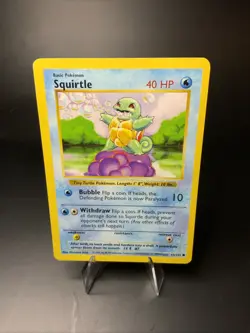 Squirtle 63/102 Base Set Shadowless Vintage Pokemon Card NM-LP WOTC 1999 - Image 1