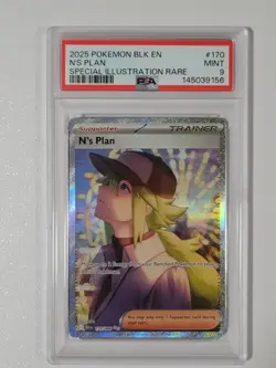 2025 POKEMON BLK EN-BLACK BOLT SPECIAL ILLUSTRATION RARE #170 N'S PLAN PSA 9 - Image 1