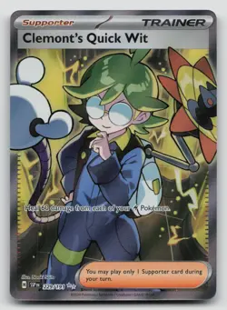 Pokemon Clemont’s Quick Wit 229/191 Full Art Supporter Trainer Surging Spa - Image 1
