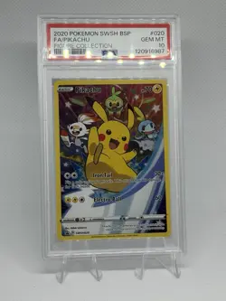 2020 Pokemon Pikachu SWSH020 Black Star Promo Full Art PSA 10 GEM MINT - Image 1
