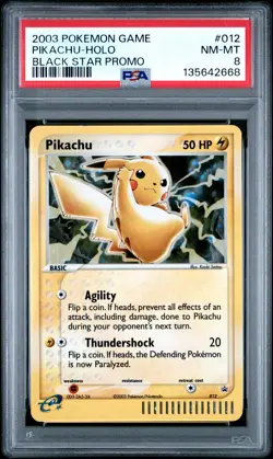 2003 POKEMON BLACK STAR PROMO #012 PIKACHU-HOLO PSA 8 - Image 1