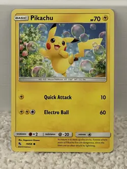 Pokemon Hidden Fates Pikachu 19/68 Non Holo Common NM Unplayed! - Image 1