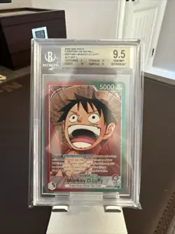 Monkey D. Luffy OP13-001 Carrying on His Will 2025 Leader Alt Art BGS 9.5 - Image 1