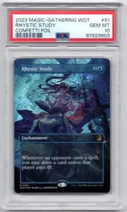 Rhystic Study (Anime Borderless) (Confetti Foil) Wilds of Eldraine - PSA 10 - Image 1