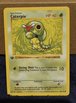 Pokemon TCG Caterpie 1st Edition Base Set Shadowless 45/102 - Image 1