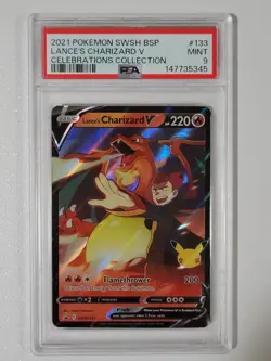 PSA 9 Mint 2021 Pokemon Lance's Charizard V SWSH133 Celebrations Collection - Image 1