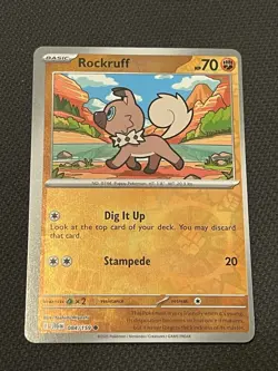 Pokemon TCG Journey Together 084/159 Rockruff Reverse Holo MISCUT ERROR - NM - Image 1