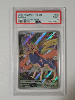 2025 POKEMON PFL EN-PHANTASMAL FLAMES ILLUSTRATION RARE #100 ZACIAN PSA 9 - Image 1