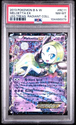 2013 POKEMON B&W LEGEND TREASURES RADIANT COLL #RC11 MELOETTA EX PSA 8 - Image 1